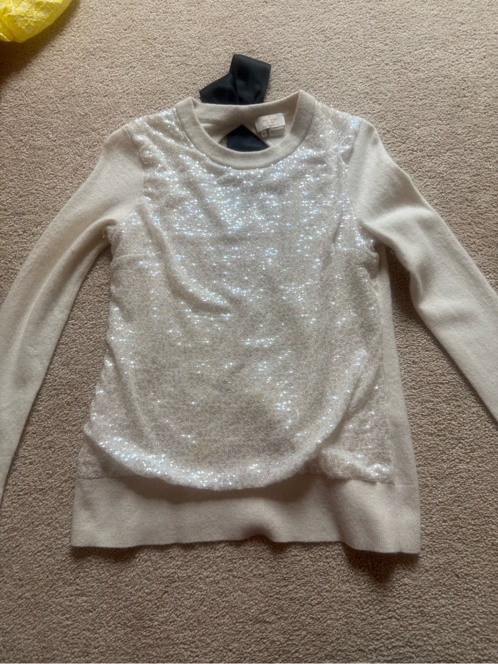 kate spade cream sweater with sequin detail